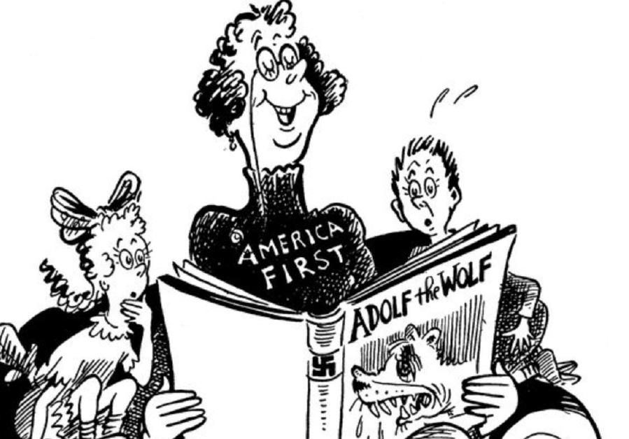 899x627 fact check did a dr seuss wwii political cartoon criticize - Cartoon Line Drawing