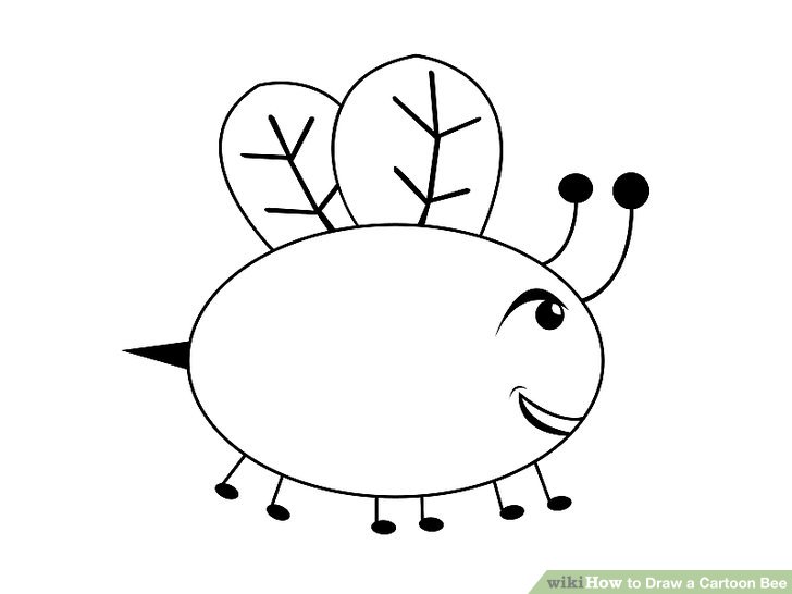 728x546 How To Draw A Cartoon Bee Steps - Cartoon Line Drawing