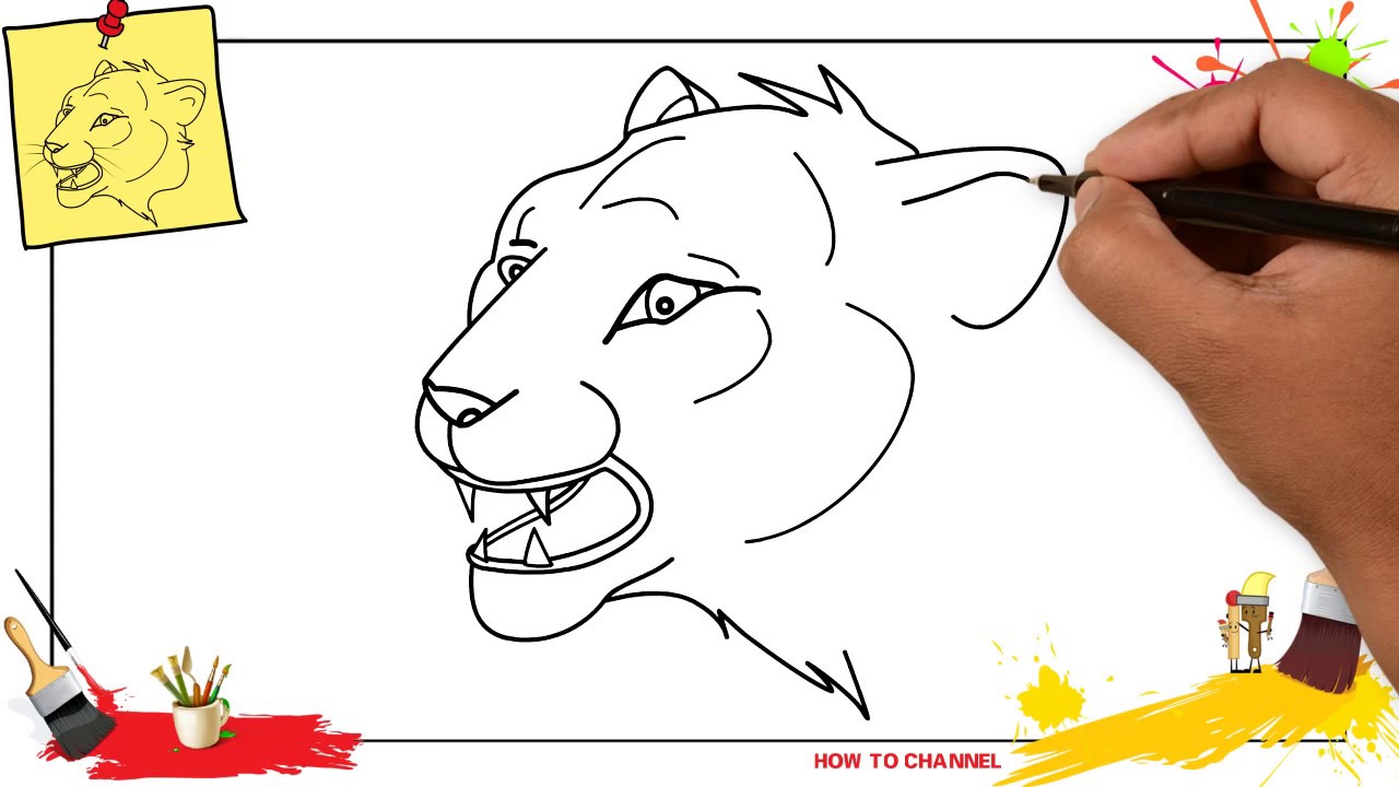 1280x720 how to draw a lion face easy slowly step - Cartoon Lion Face Drawing