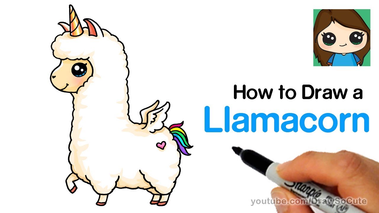 1280x720 How To Draw A Llamacorn Easy And Cute - Cartoon Llama Drawing