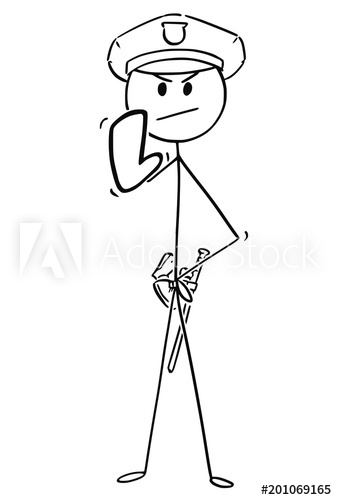 337x500 cartoon stick man drawing conceptual illustration of policeman - Cartoon Man Drawing