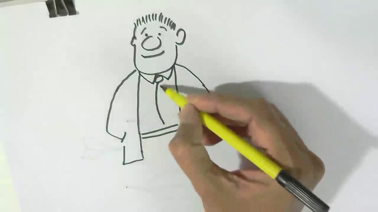 1280x720 How To Draw An Easy Cartoon Man - Cartoon Man Drawing
