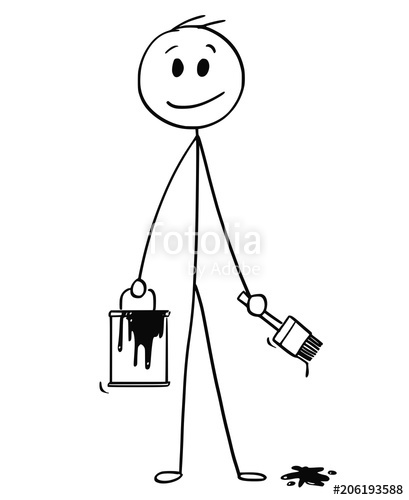 409x500 Cartoon Stick Drawing Conceptual Illustration Of Man Rolling Car - Cartoon Man Drawing