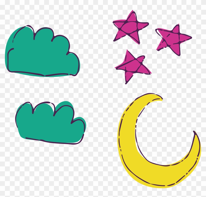 840x805 Moon And Stars Drawing Cartoon - Cartoon Moon Drawing