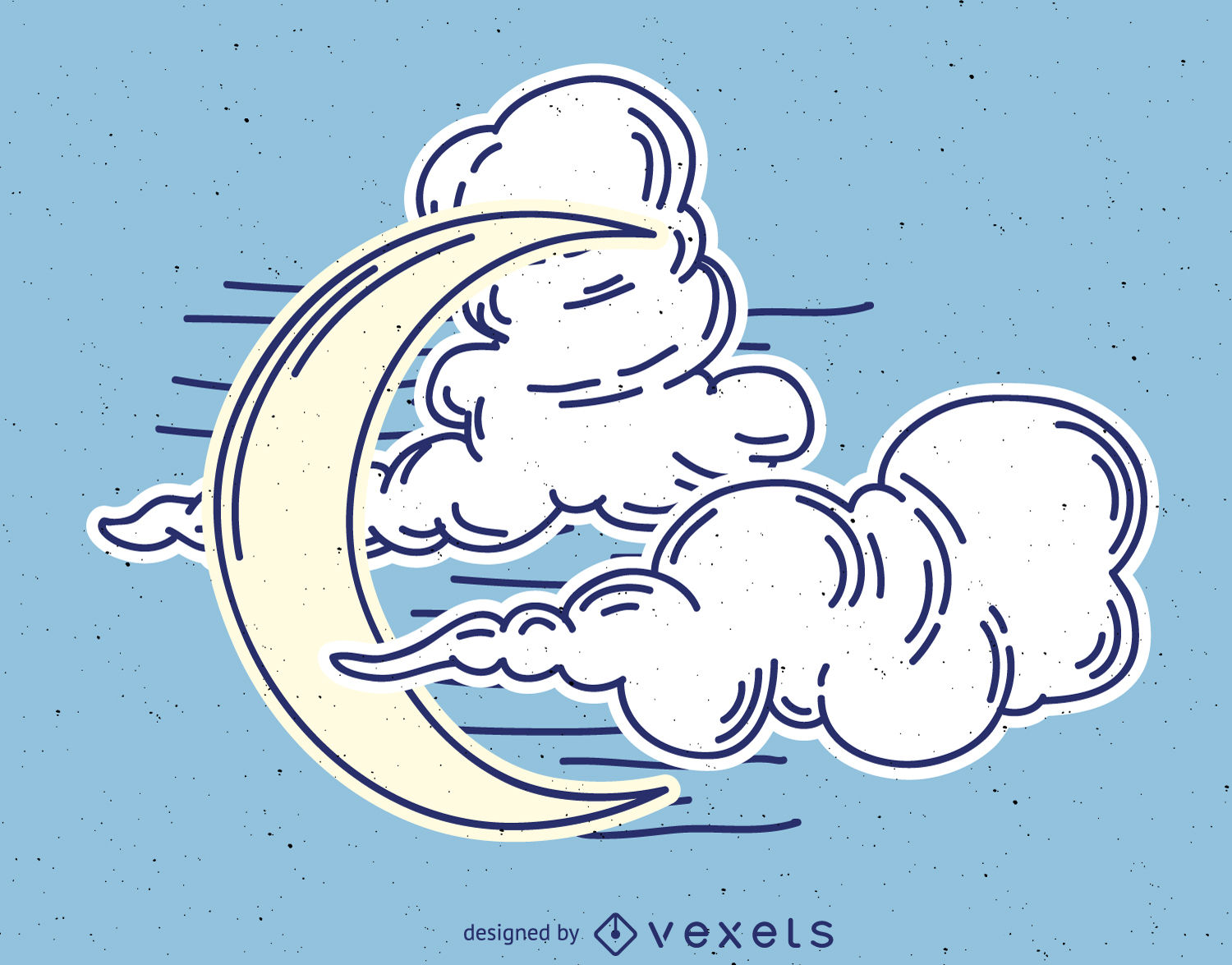1500x1175 Moon Drawing With Clouds - Cartoon Moon Drawing