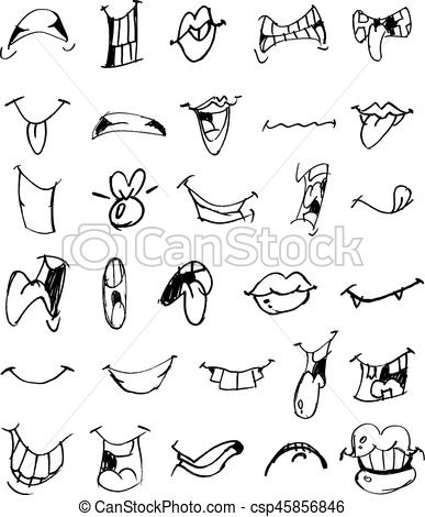 387x470 doodle mouths vector hand drawn doodle cartoon mouth set - Cartoon Mouth Drawing