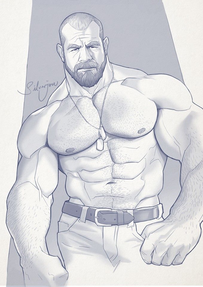 679x960 Military Man Bara Know Your Meme - Cartoon Muscle Man Drawing