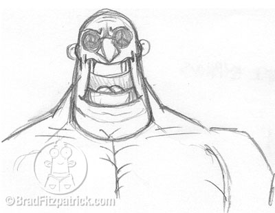 400x310 big muscle dude drawing - Cartoon Muscle Man Drawing