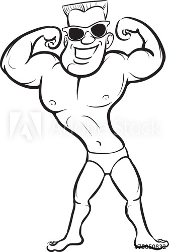 336x500 Whiteboard Drawing - Cartoon Muscle Man Drawing