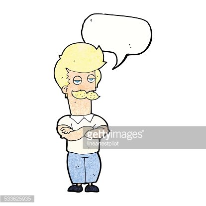 414x414 cartoon mustache muscle man with speech bubble premium clipart - Cartoon Muscle Man Drawing