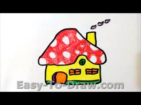 480x360 How To Draw A Cartoon Mushroom House - Cartoon Mushroom Drawing