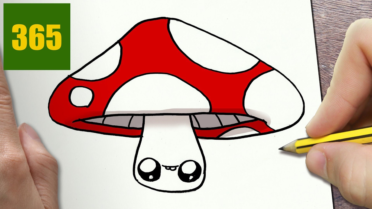 1280x720 How To Draw A Mushroom Cute, Easy Step - Cartoon Mushroom Drawing