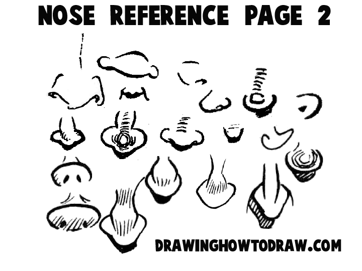 720x540 cartoon noses reference sheets and examples for drawing practice - Cartoon Nose Drawing