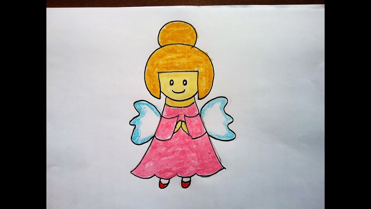 1280x720 baby angel drawing easy gabriel dark cartoon girl step - Cartoon Of Drawing