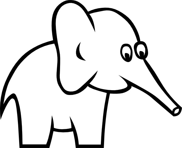 600x489 Cartoon Outline Elephant Clip Art Free Vector In Open Office - Cartoon Outline Drawing