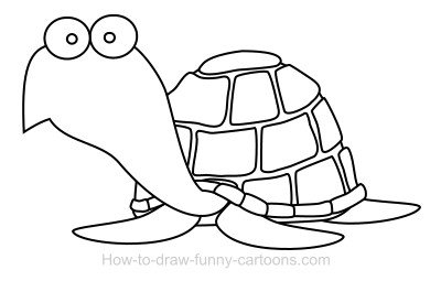 400x255 Drawing A Turtle Cartoon - Cartoon Outline Drawing
