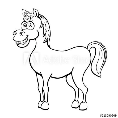 500x500 Horse Cartoon Outline Drawing, Coloring, Sketch, Silhouette - Cartoon Outline Drawing