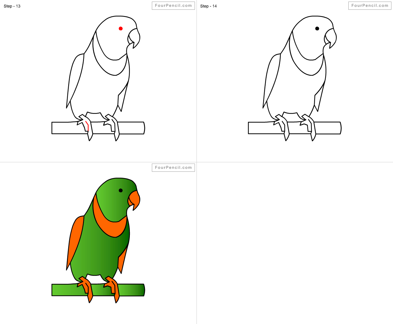 1250x1032 Fpencil How To Draw Parrot For Kids Step - Cartoon Parrot Drawing