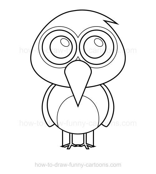 500x558 How To Draw A Parrot - Cartoon Parrot Drawing