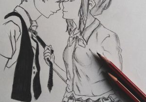 300x210 Cute Cartoons Pencil Sketch Cartoon Couple Pencil Drawings - Cartoon Pencil Drawing
