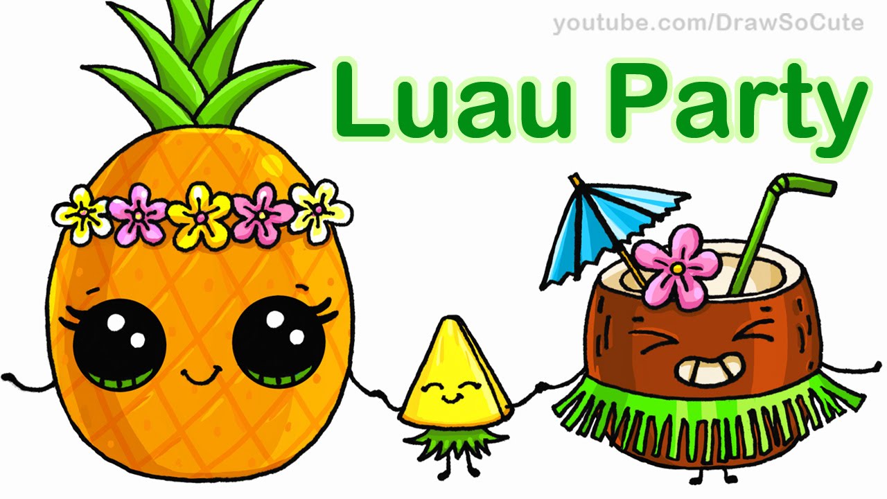 1280x720 How To Draw Cartoon Pineapple And Coconut Cute Step - Cartoon Pineapple Drawing