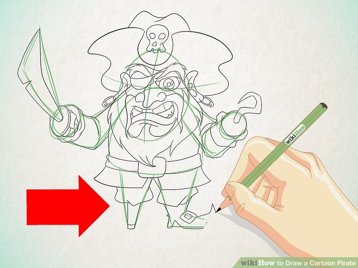 728x546 How To Draw A Cartoon Pirate Steps - Cartoon Pirate Drawing