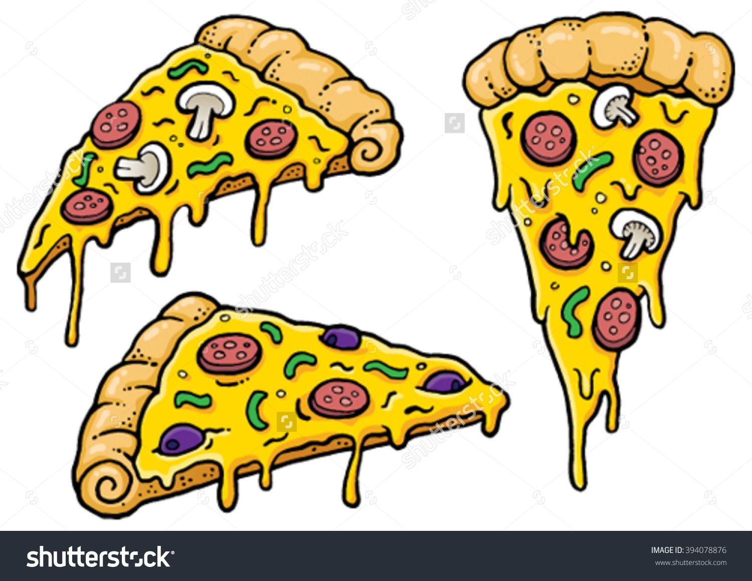 1500x1159 Cartoon Pizza Slices Dripping Cheese Vector Stock Vector - Cartoon Pizza Drawing