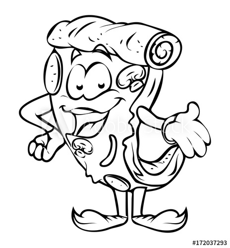 464x500 Happy Cartoon Pizza Character Vector Drawing - Cartoon Pizza Drawing