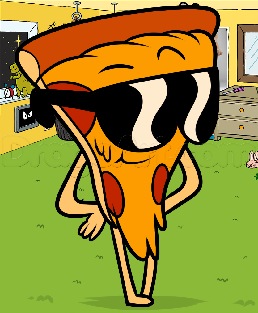 835x1013 How To Draw Pizza Steve From Uncle Grandpa, Step - Cartoon Pizza Drawing