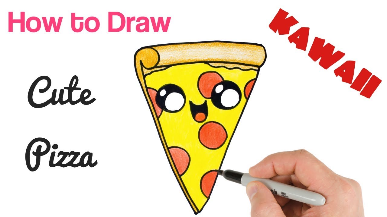 1280x720 How To Draw A Cartoon Pizza Slice Cute Kawaii And Easy - Cartoon Pizza Drawing