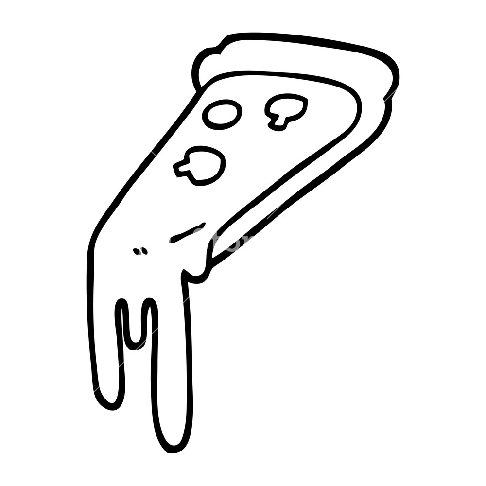 1000x1000 Black And White Cartoon Pizza Slice Royalty Free Stock Image - Cartoon Pizza Drawing