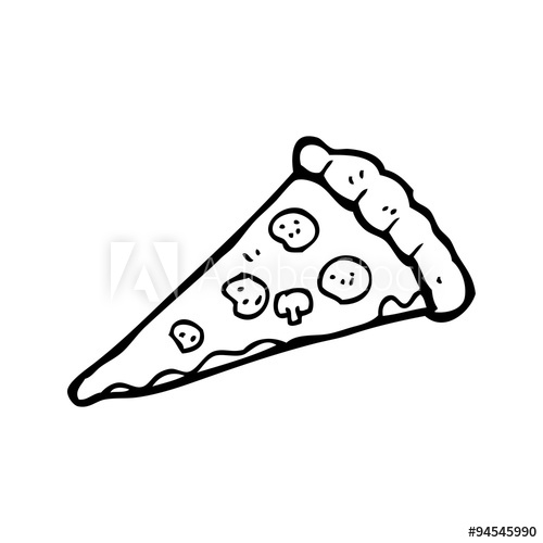 500x500 Line Drawing Cartoon Pizza - Cartoon Pizza Drawing