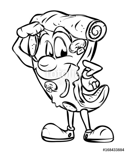 413x500 Cartoon Pizza Character Drawing Stock Image And Royalty Free - Cartoon Pizza Drawing