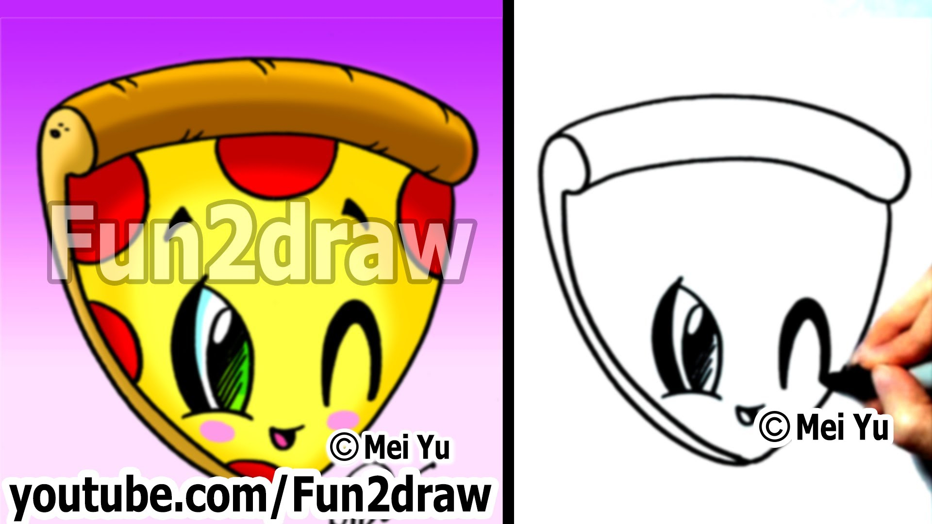 1920x1080 Cartoon Pizza Drawing And Kawaii Food - Cartoon Pizza Drawing