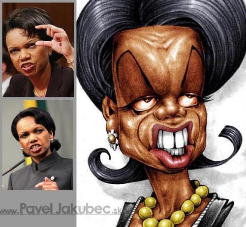500x462 Condoleezza Rice - Cartoon Portrait Drawing