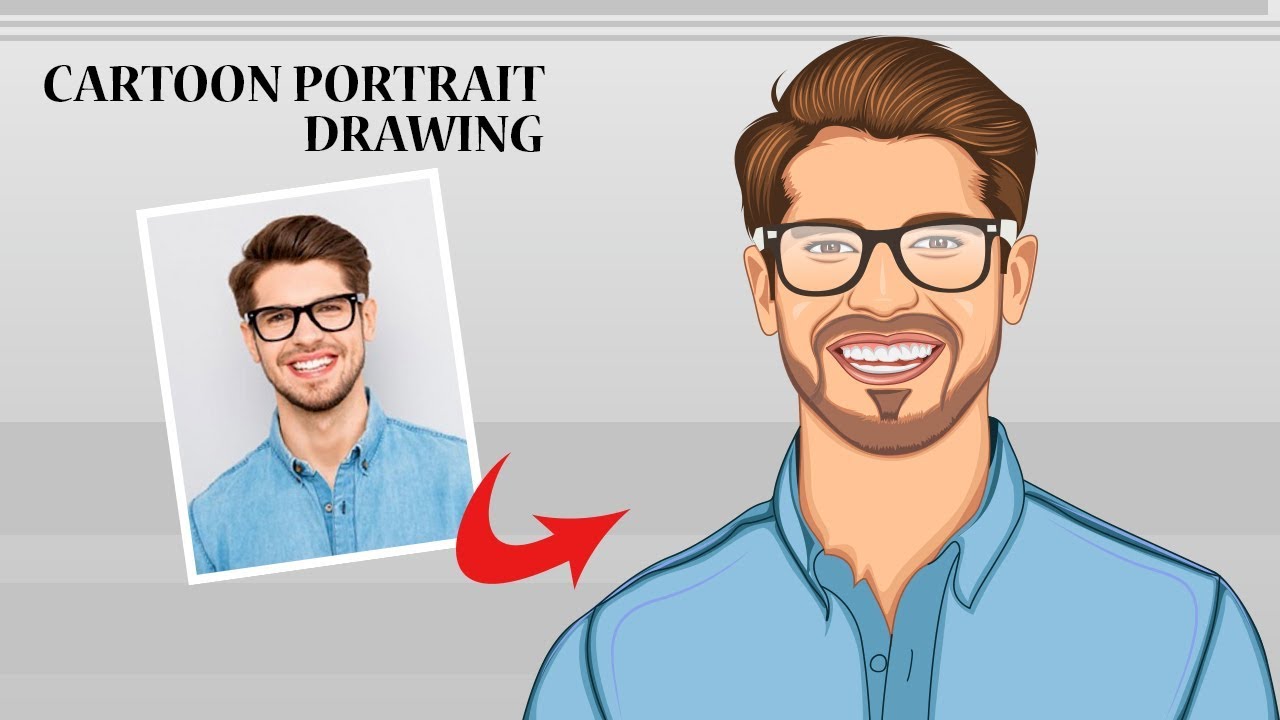 1280x720 Draw Vector Cartoon Portrait In Illustrator From Scratch Vector - Cartoon Portrait Drawing