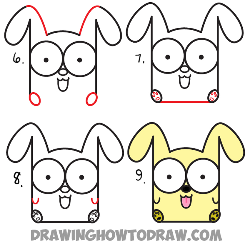 850x840 How To Draw Cartoon Baby Dog Or Puppy From Letters Easy Step - Cartoon Puppy Drawing