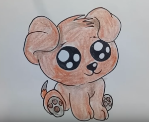 300x246 How To Draw A Cute Puppy - Cartoon Puppy Drawing