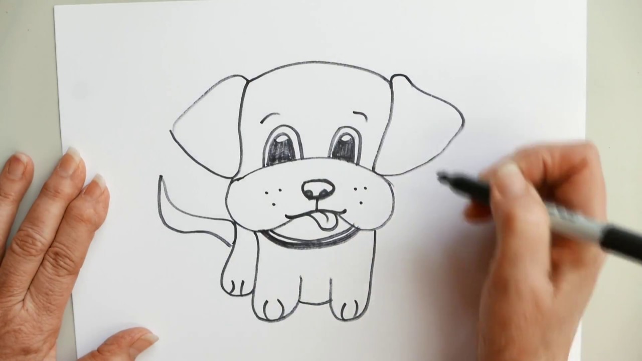1280x720 How To Draw A Cartoon Puppy - Cartoon Puppy Drawing