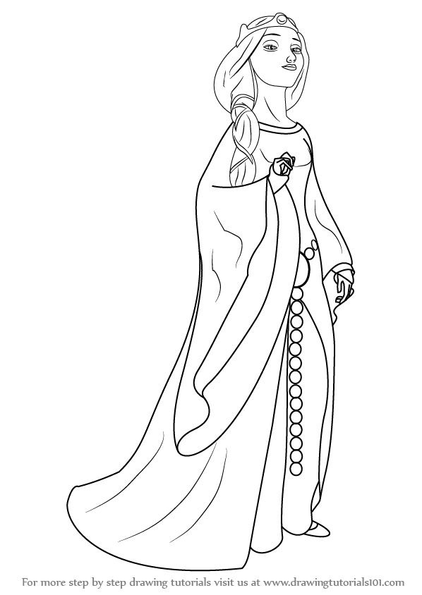 598x844 learn how to draw queen elinor from brave - Cartoon Queen Drawing