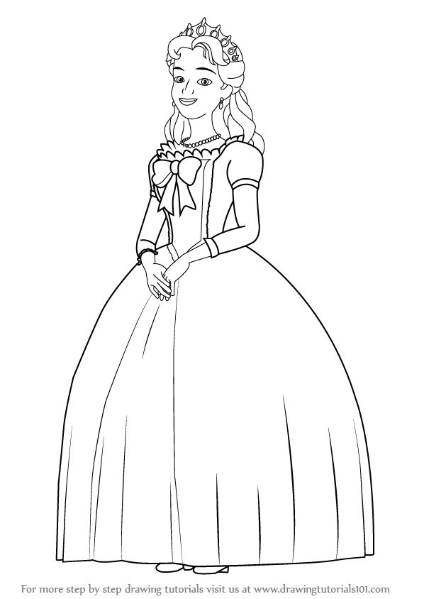 598x844 learn how to draw queen miranda from sofia the first - Cartoon Queen Drawing