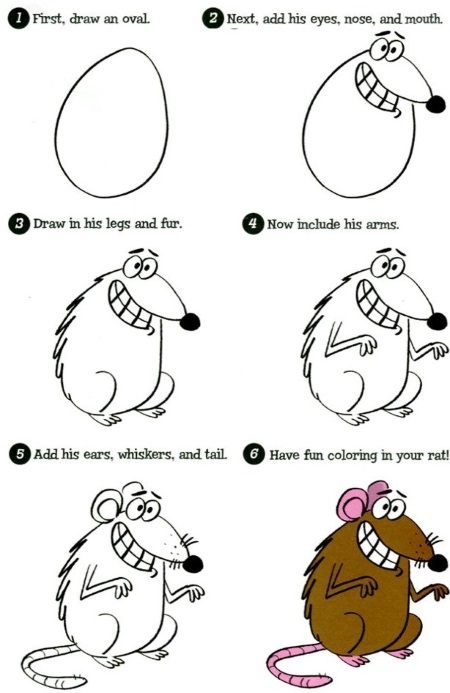 450x693 How To Draw A Cartoon Rat - Cartoon Rat Drawing