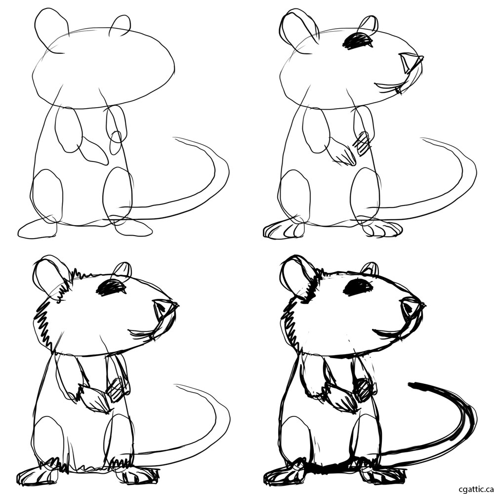 1000x1000 Rat Cartoon Drawing In Steps With Photoshop - Cartoon Rat Drawing