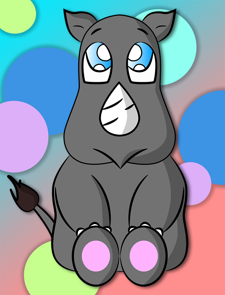 764x999 How To Draw A Cartoon Rhino - Cartoon Rhino Drawing