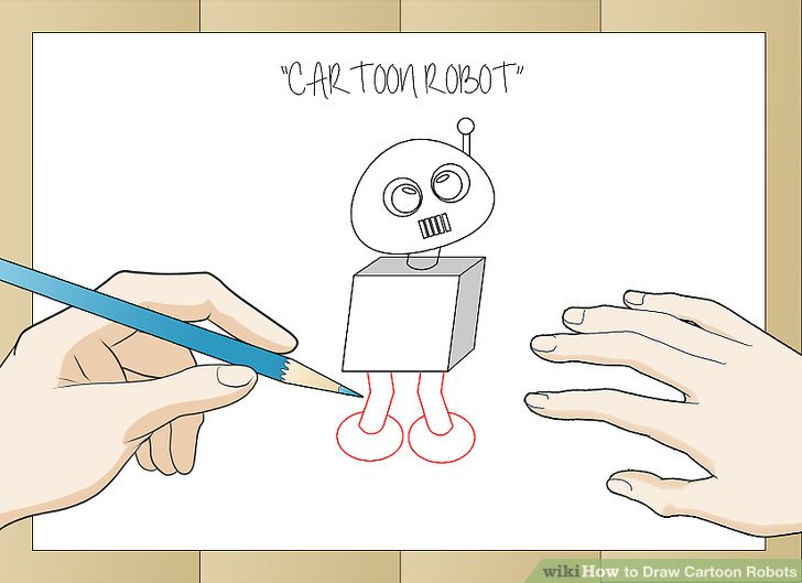 728x529 How To Draw Cartoon Robots Steps - Cartoon Robot Drawing