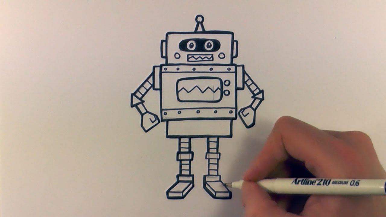 1280x720 How To Draw A Cartoon Robot - Cartoon Robot Drawing