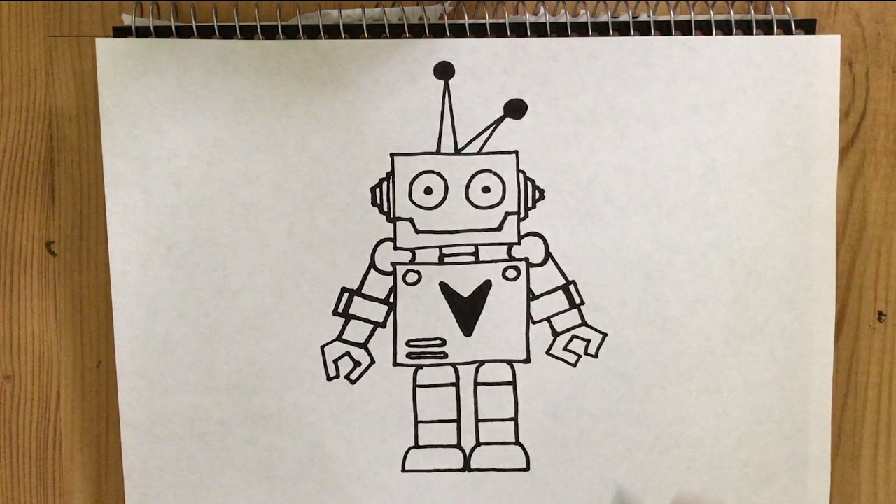 1280x720 How To Draw A Robot - Cartoon Robot Drawing