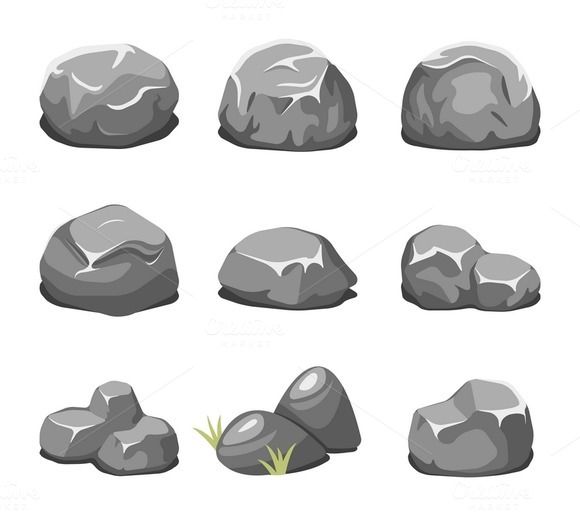 580x516 Stones And Rocks Cartoon Vector Graphic Design - Cartoon Rock Drawing