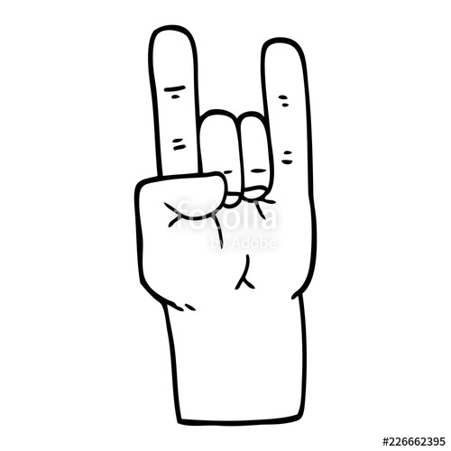 500x500 Line Drawing Cartoon Rock Music Hand Stock Image And Royalty Free - Cartoon Rock Drawing