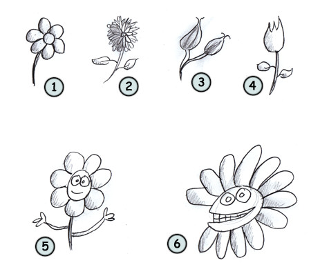 450x400 How To Draw Cartoon Flowers - Cartoon Rose Drawing